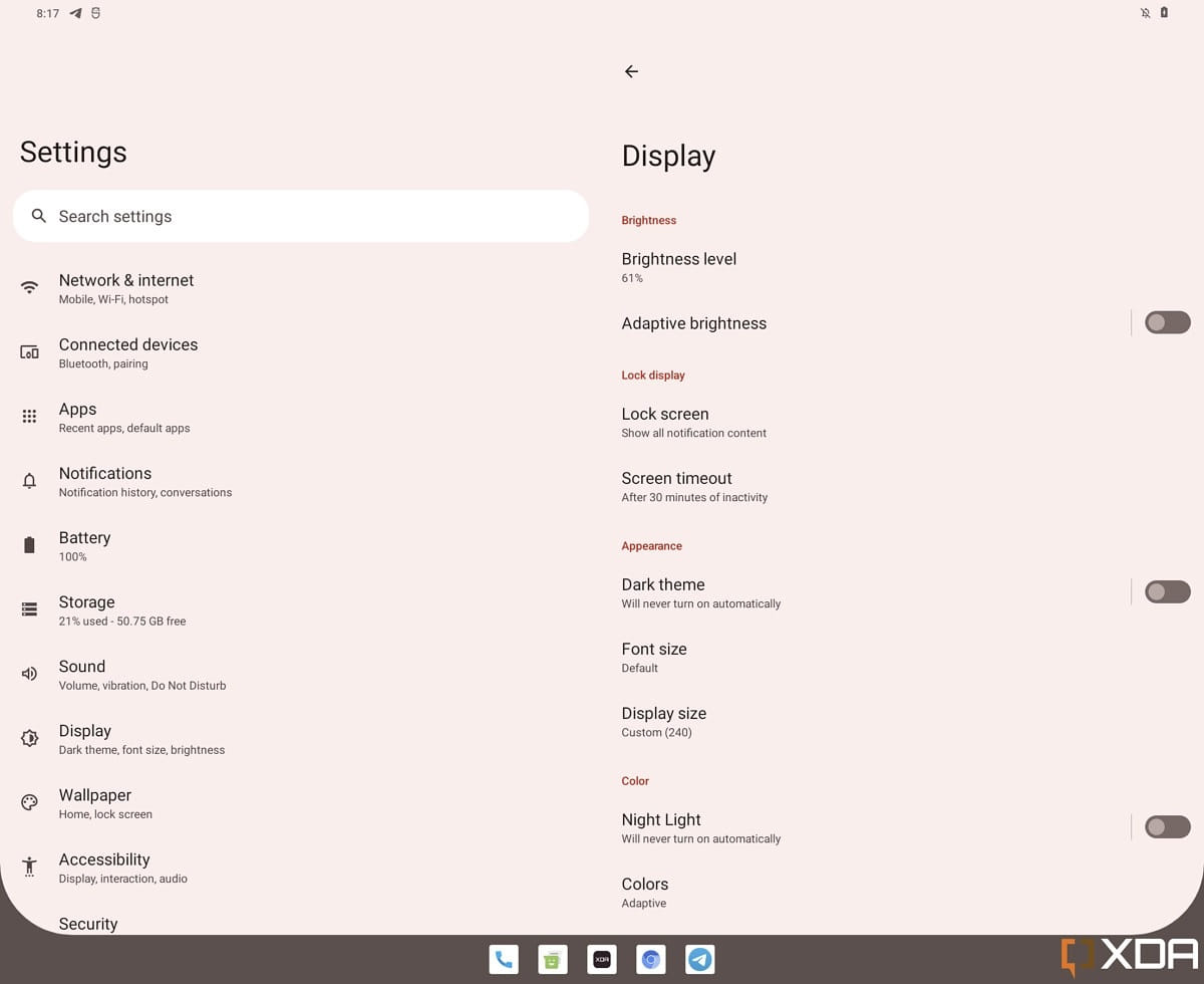Top-level menu items on the left, submenus on the right