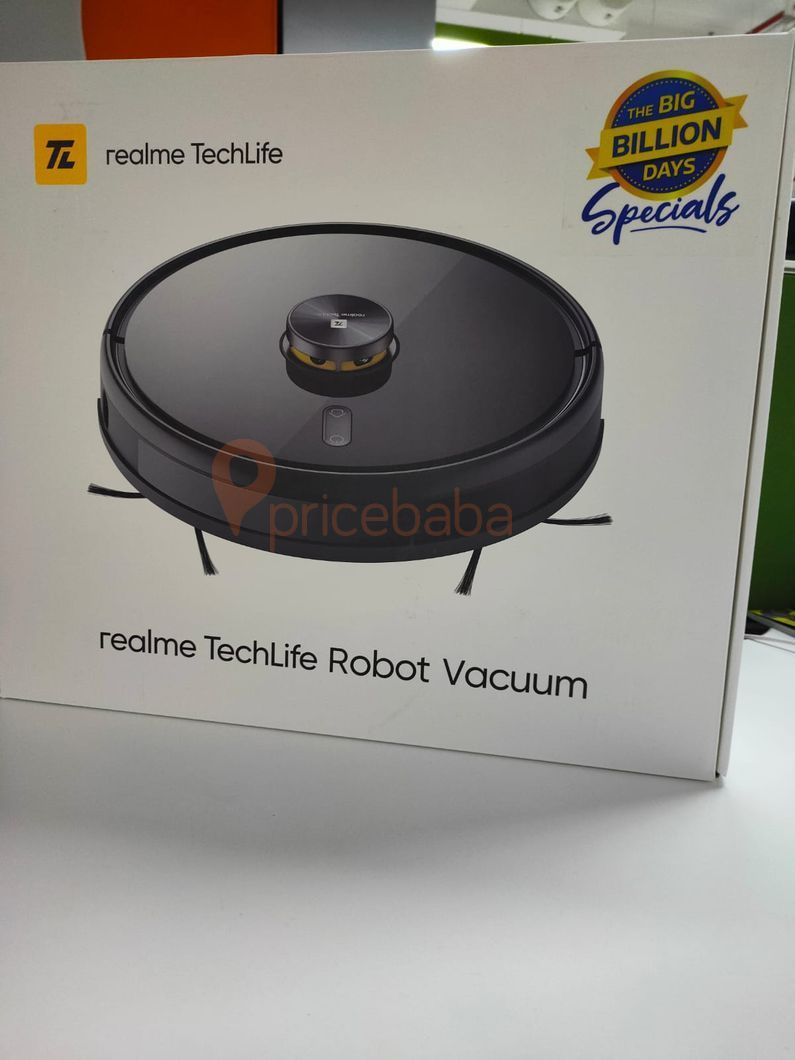 Retail packaging of Realme Techlife Robot Vacuum