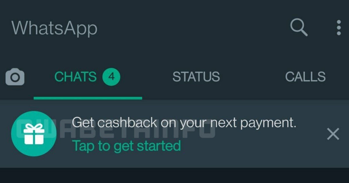 WhatsApp Pay cashbacks