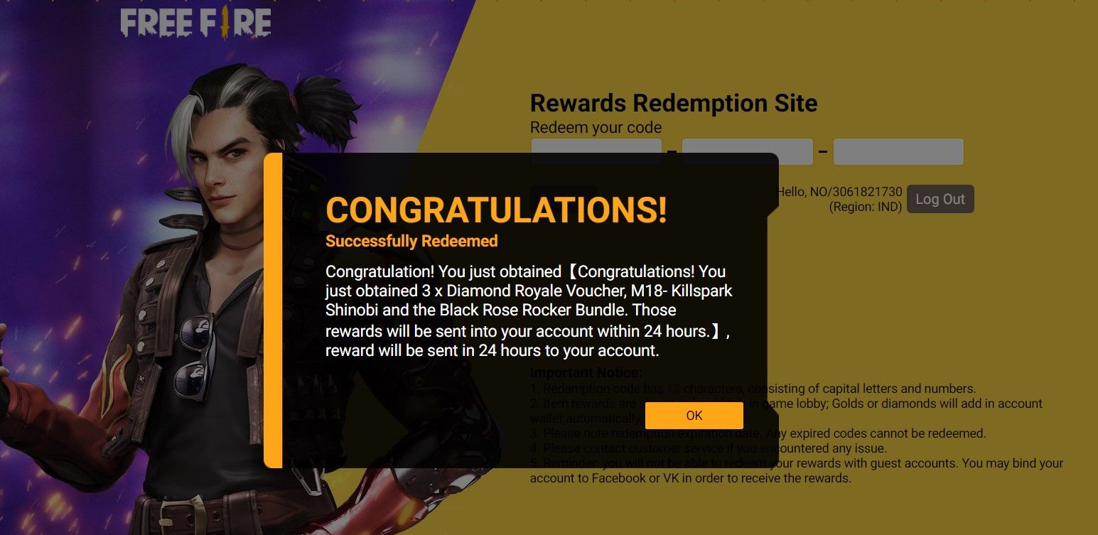 Free Fire Redeem Code List Today S Rewards And Codes How To Redeem On Reward Ff Garena Website November 1