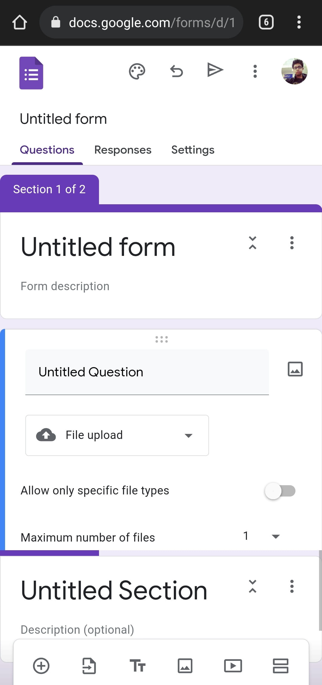 Google Forms doesn't come in the form of an app, but it works fine on browsers on mobile devices