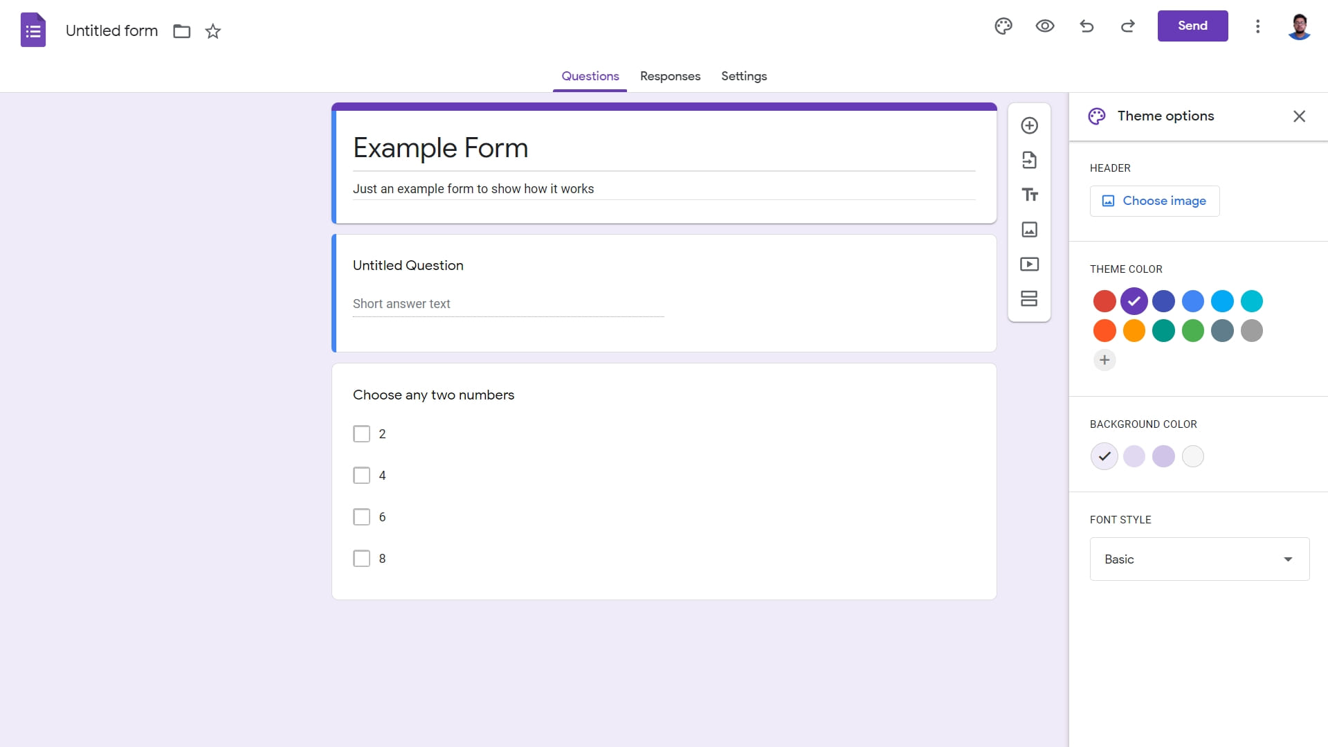 Despite being a free tool, Google Forms offers some customisation options