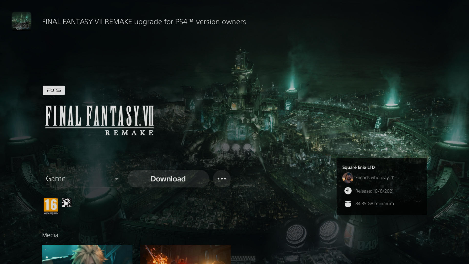 Final Fantasy VII PS5 Upgrade
