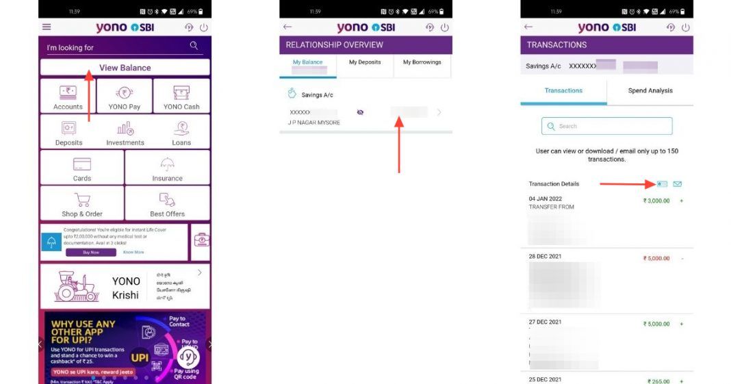 how to find cif number in yono sbi app