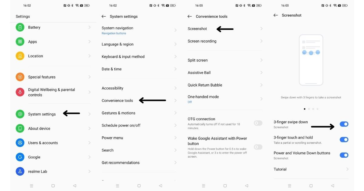 How to Take Screenshot on Realme Mobile Phones Using Gestures