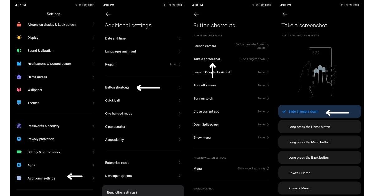 How to Take Screenshot on Xiaomi Mobile Phones Using Gestures