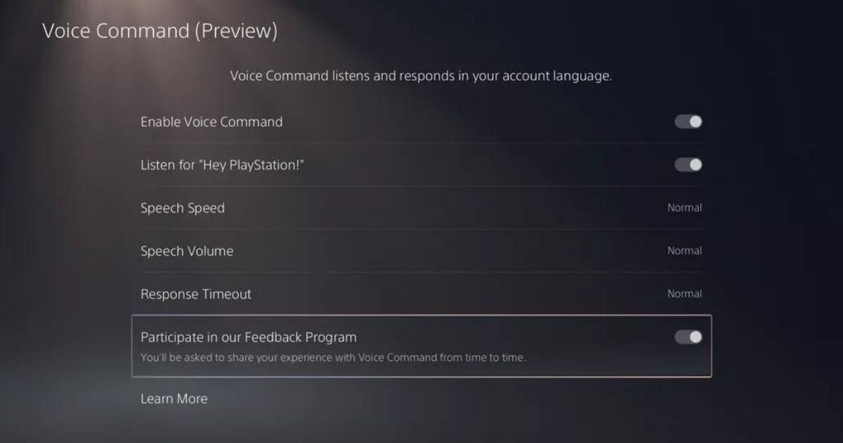 PS5 Voice Commands