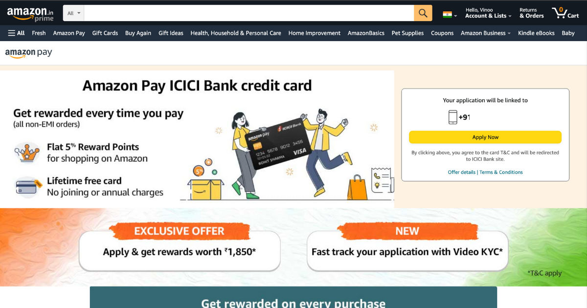 Amazon Pay credit card ICICI