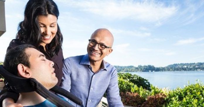 Microsoft CEO Satya Nadella with his wife Anu and son Zain Nadella