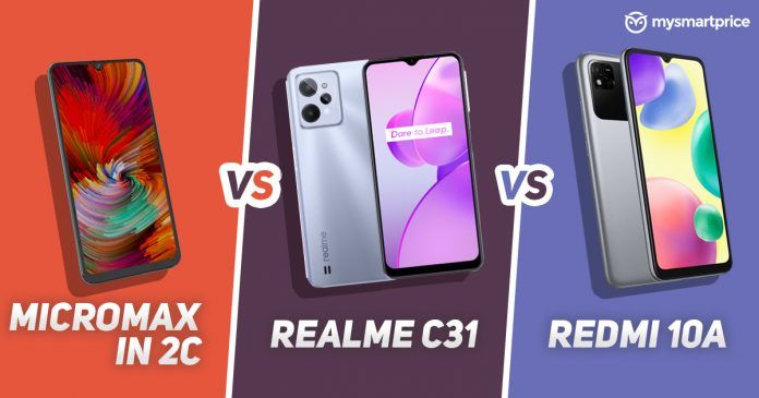 Micromax In 2C vs Redmi 10A vs Realme C31 - Blog feature