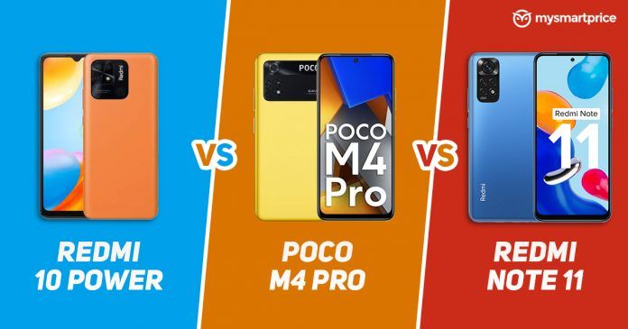 edmi 10 Power vs Poco M4 Pro vs Redmi Note 11