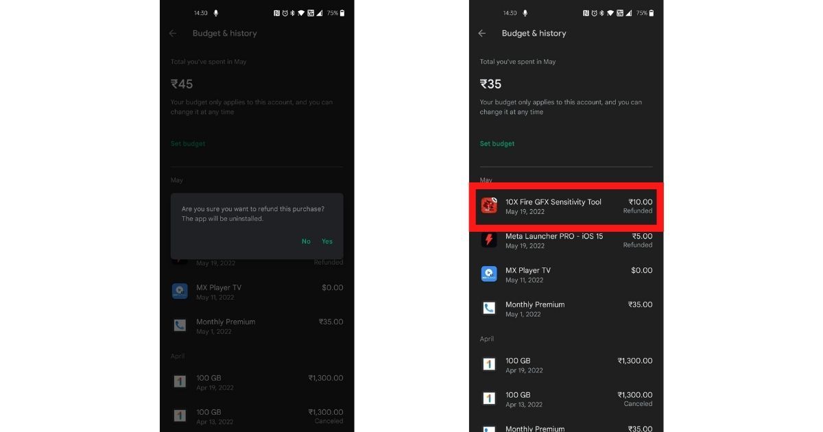 Request a Refund on the Google Play Store App