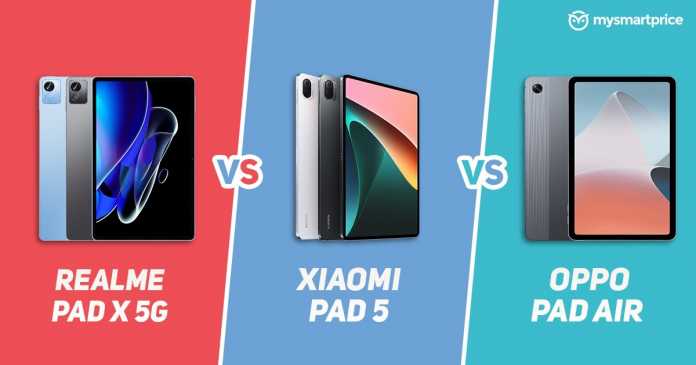 Realme Pad X 5G vs Xiaomi Pad 5 vs OPPO Pad Air