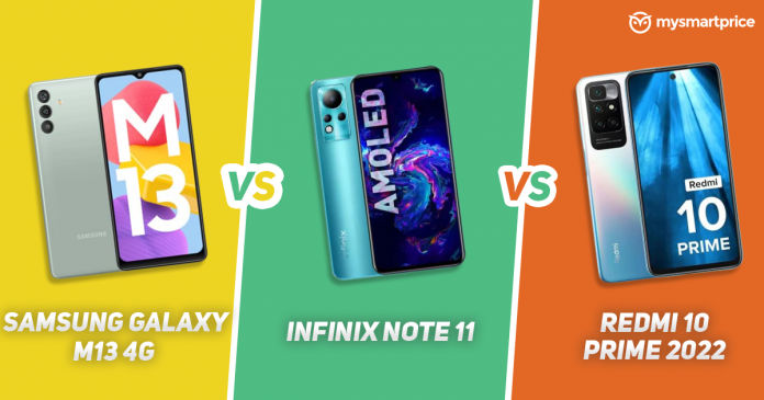 Samsung Galaxy M13 4G vs Infinix Note 11 vs Redmi 10 Prime 2022
