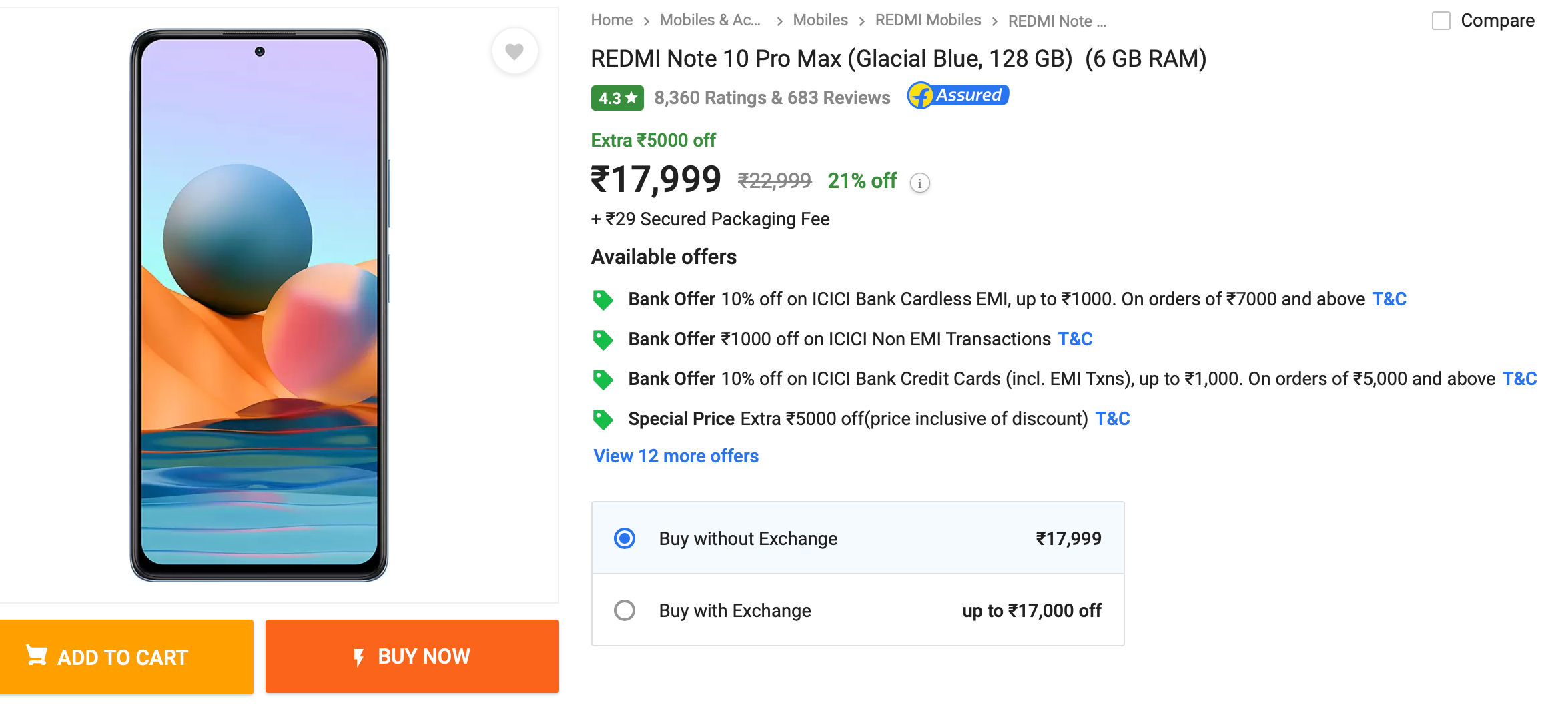 redmi note 10 pro max 6 64 flipkart