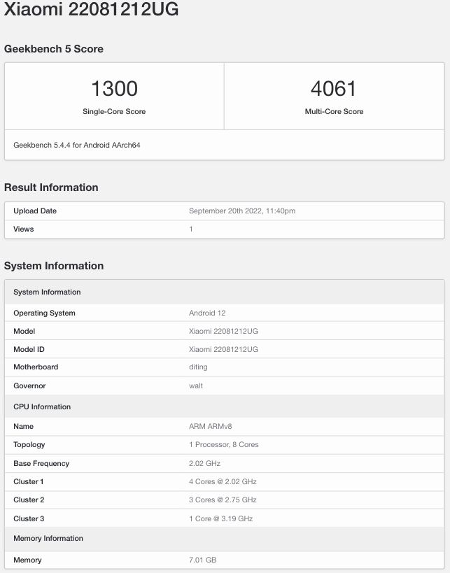 Xiaomi Mi 12T Pro appeared on Geekbench database