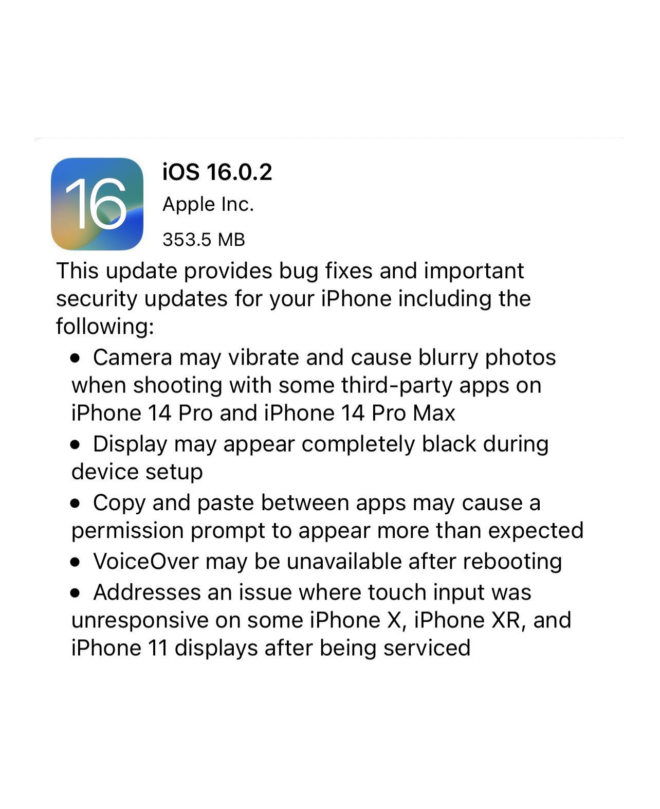 ios 16.0 2 update