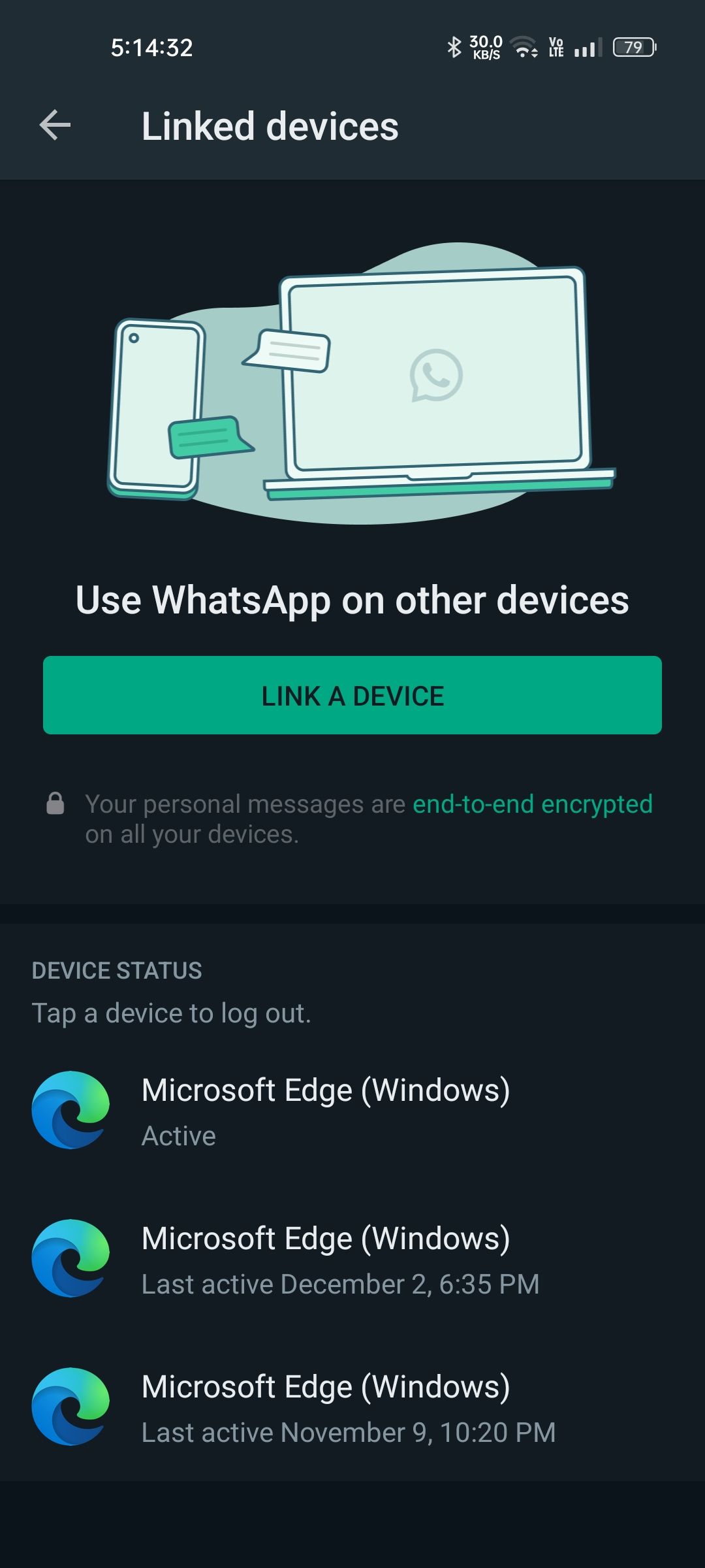 WhatsApp two devices