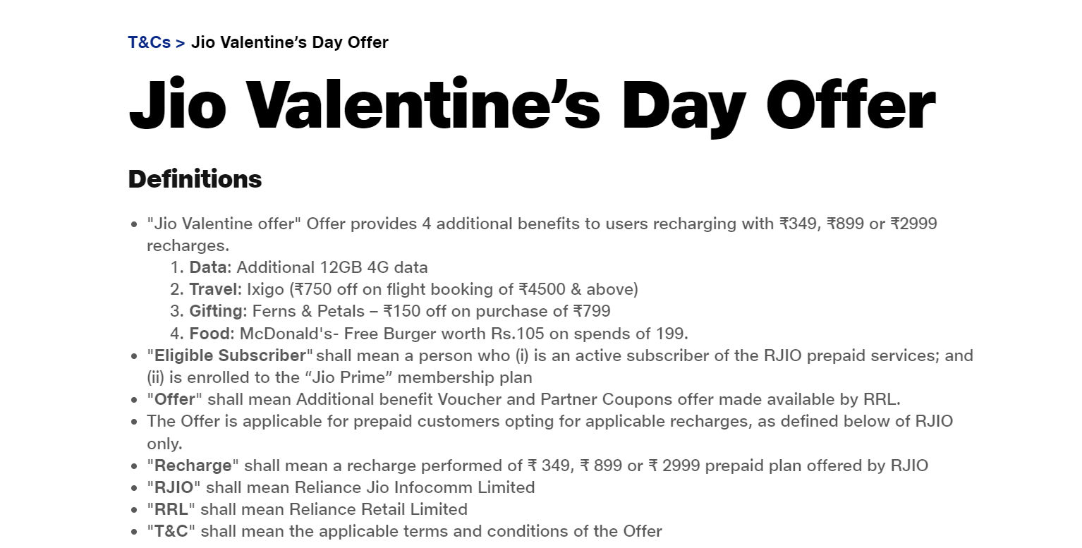Jio Valentine's Day offer