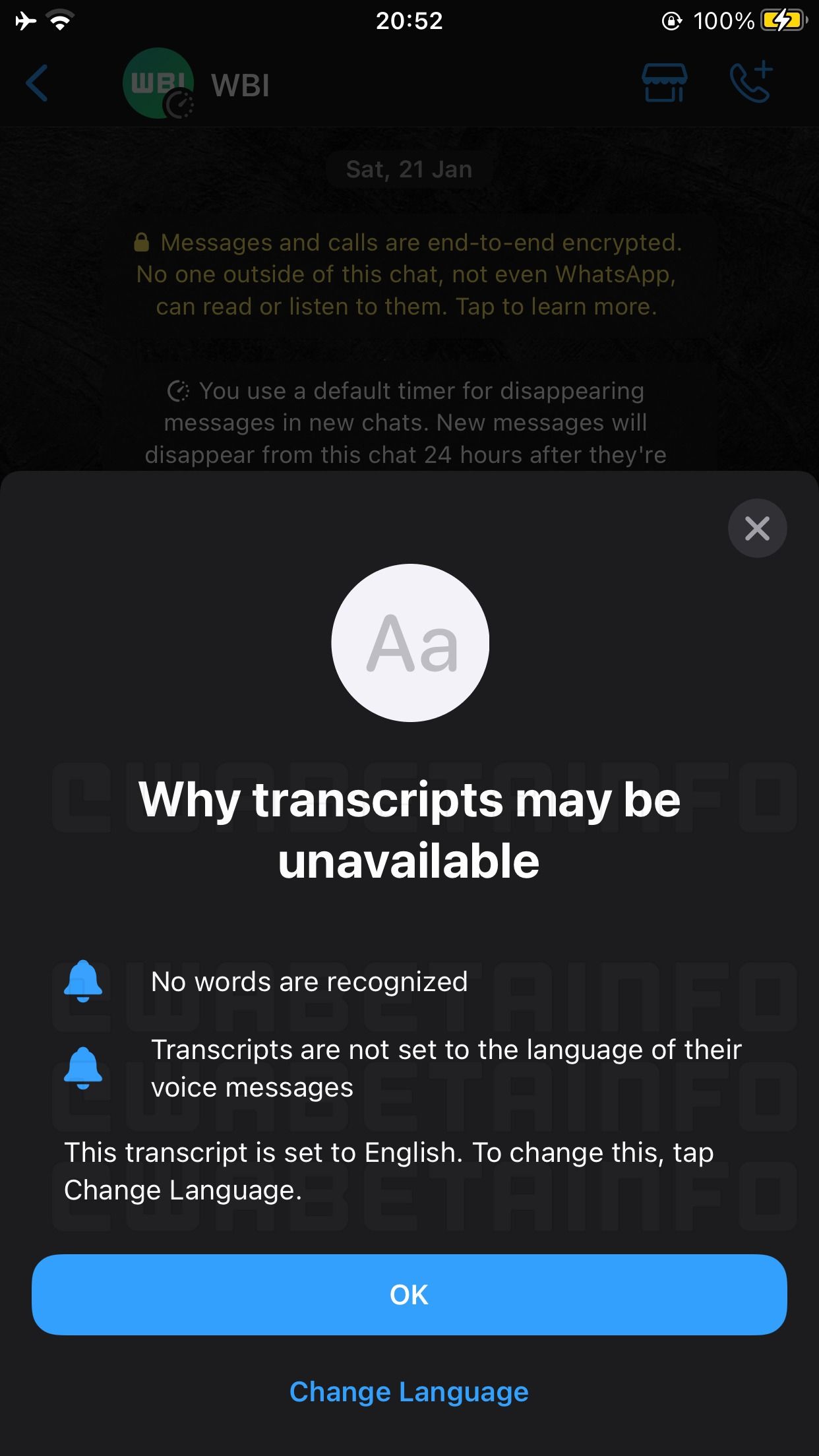 Transcribe Audio Messages